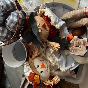 Holiday tray full of decorations.